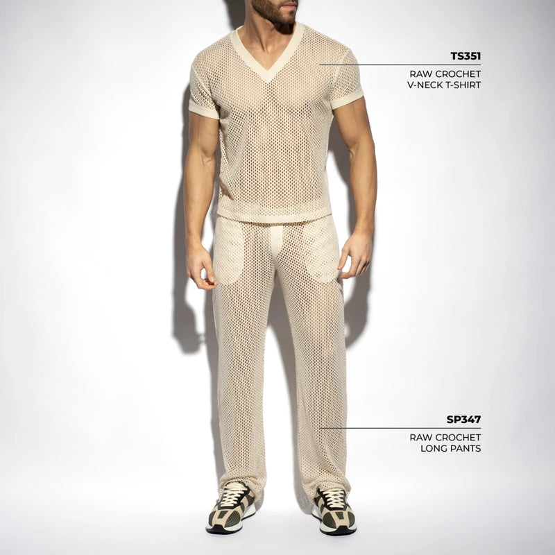 ES Raw Crochet V-Neck T-Shirt